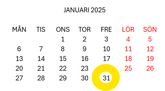 Viktiga deadline den 31 januari